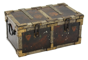 Circa 1907-1909 English Huntley & Palmer's "Iron Chest" Biscuit Tin Box