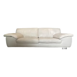 Roche Bobois Italian Leather Sofa – Cream Natural Leather – Made in Italy For Sale