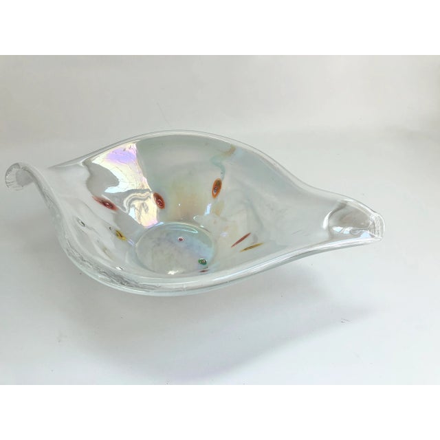 Murano Vintage Murano Style White Tear Shaped Bowl For Sale - Image 4 of 9