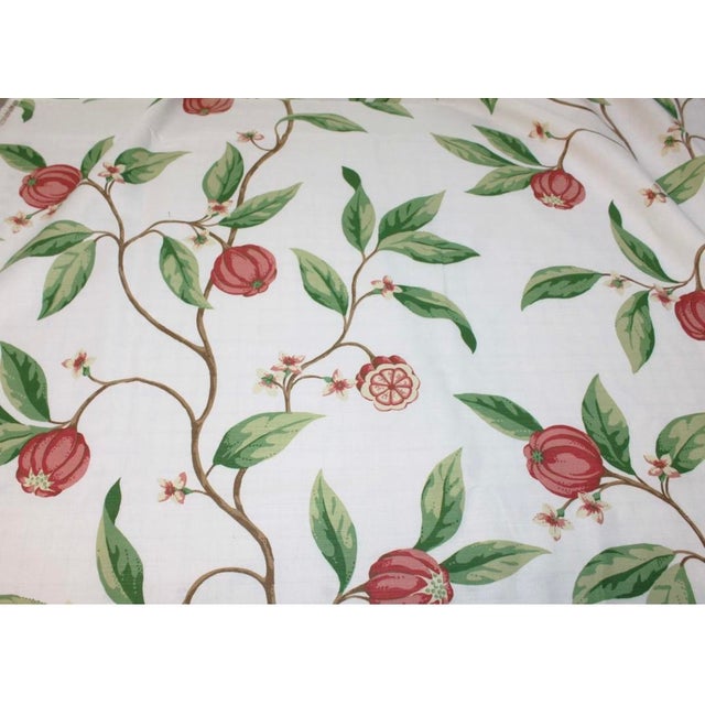 Thibaut Mangosteen floral pattern. Meandering vines with coral red pods, off white background pink undertones. Medium...