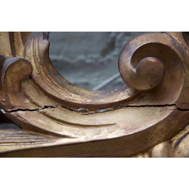 19th Century 19th Century Italian Rococo Giltwood Mirror With Acanthus Design For Sale - Image 5 of 7