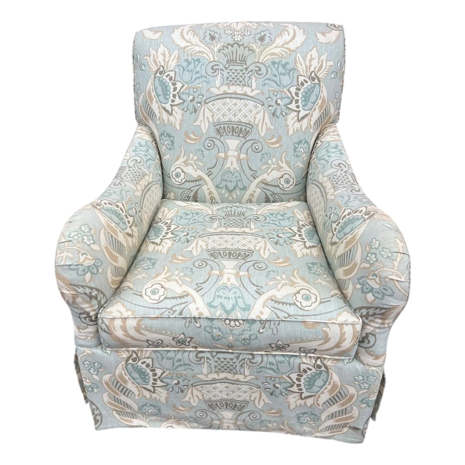 Swivel Rocker Club Chairs in Coastal, Soft Color Palette | Chairish