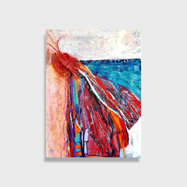 This is a one of a kind original abstract mixed media landscape painting by San Diego artist, Sherry Krulle- Beaton...