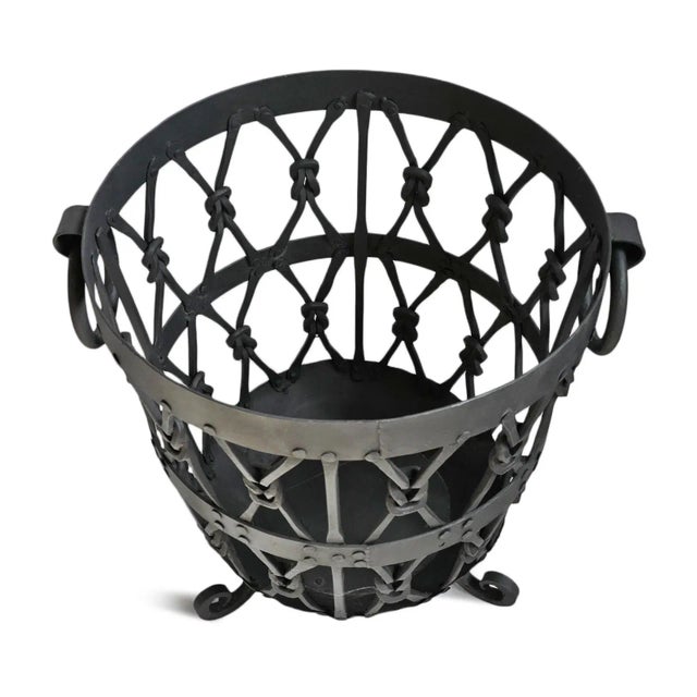 Vintage Iron Knot Firewood Basket For Sale - Image 4 of 6