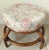 Traditional Vintage Mid Century Round Leather Wrapped Rattan Stool Flower Upholstery For Sale - Image 3 of 8