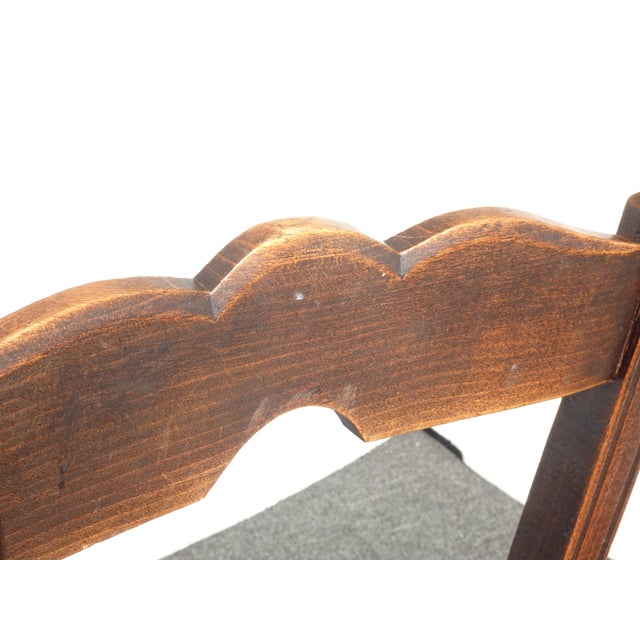 Set of Four Antique French Country Brown Rush Ladderback Chairs For Sale - Image 9 of 18