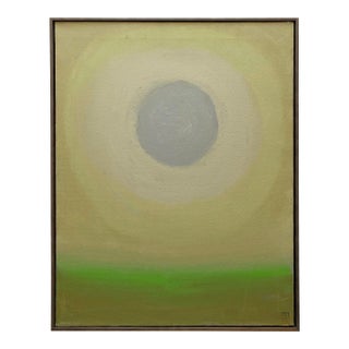 Julius Shaier Vintage 1991 " Provincetown Moon Seascape " Original Signed Modernist Framed Abstract Expressionist Oil Painting For Sale