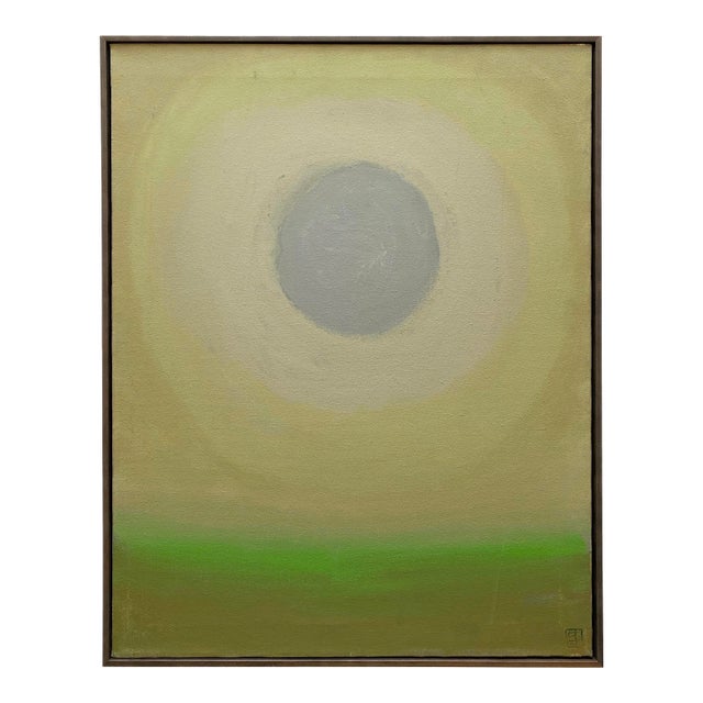 Julius Shaier Vintage 1991 " Provincetown Moon Seascape " Original Signed Modernist Framed Abstract Expressionist Oil Painting For Sale