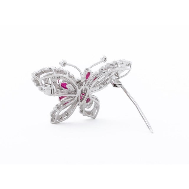 Contemporary Diamond and Ruby Butterfly Pin For Sale - Image 3 of 6