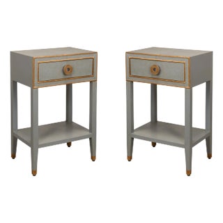 Pair of Art Deco Grey Nightstands For Sale