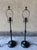 Traditionally styled table lamps by Pottery Barn featuring a weighted foundation and telescoping design. Antique bronze...