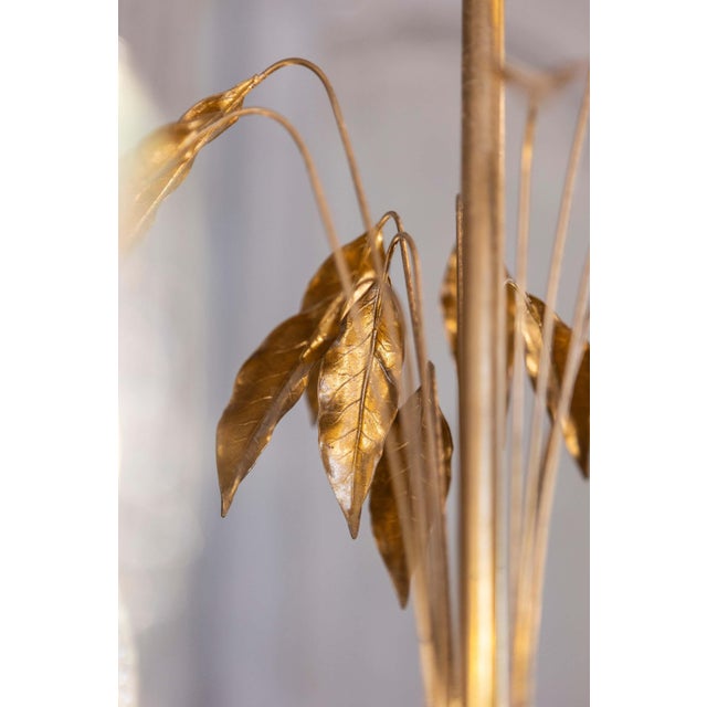 Mid 20th Century Mid 20th Century French Gilt Metal Maison Charles Inspired Six-Light Chandelier with Swoop Arms For Sale - Image 5 of 9