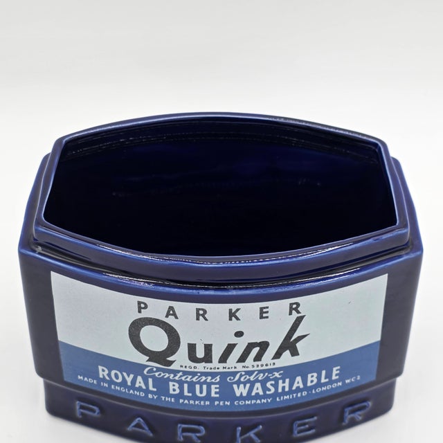 Ceramic 1982 Parker Quink Royal Blue Ceramic Advertising Display Jar For Sale - Image 7 of 10