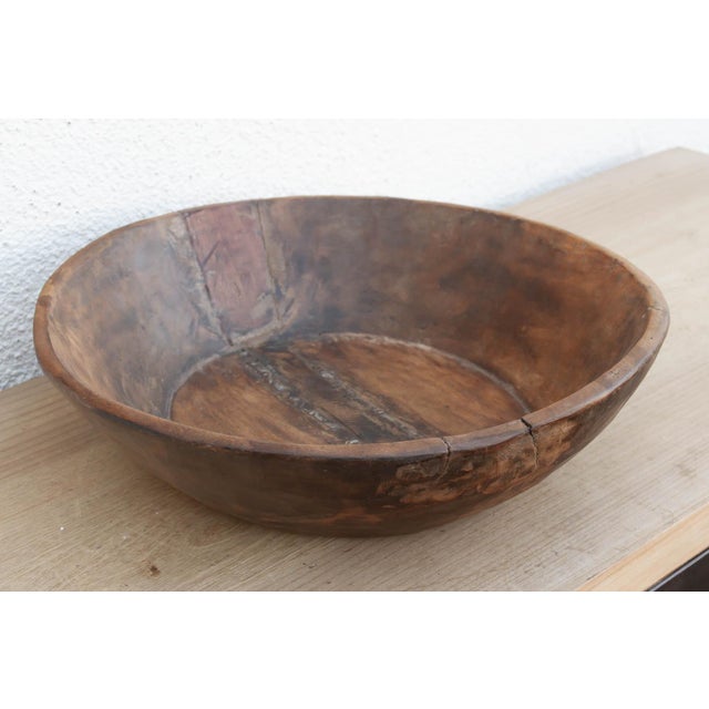Authentic 16" Wood Decorative Bowl For Sale - Image 4 of 5