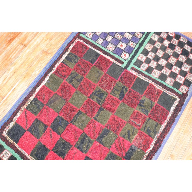 Late 20th Century American Hooked Checkerboard Chess Rug - 3' x 5'7" For Sale - Image 9 of 9
