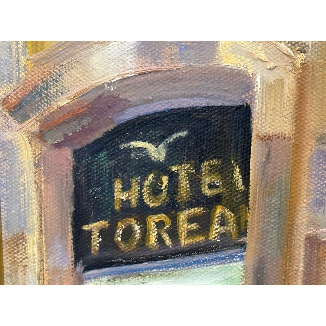 Light Yellow Barbara Fracchia European Street Scene Original Oil on Canvas For Sale - Image 8 of 12