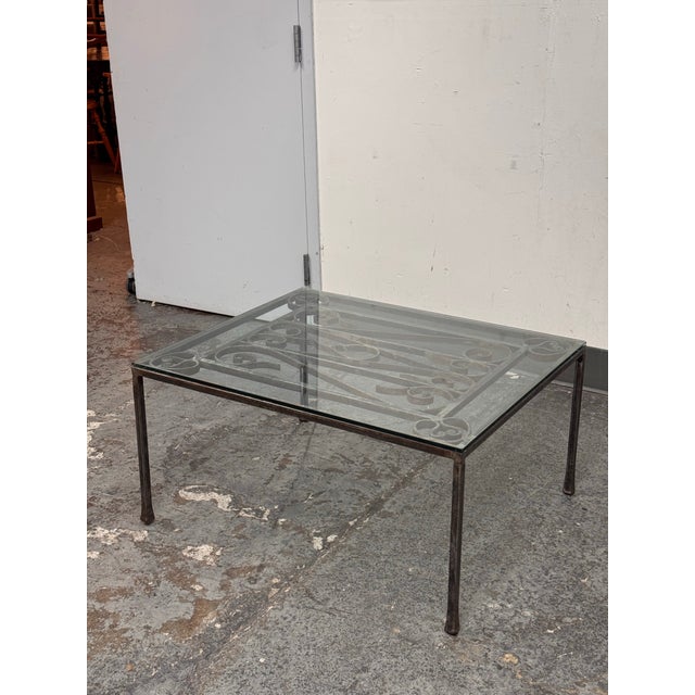 French 19th Century French Gate + Glass Custom Coffee Table For Sale - Image 3 of 12