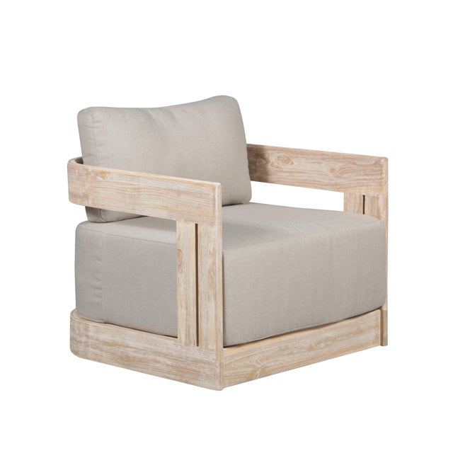 2020s Paradiso Outdoor Teak Natural Look Swivel Chair - Gray Fabric For Sale - Image 5 of 9