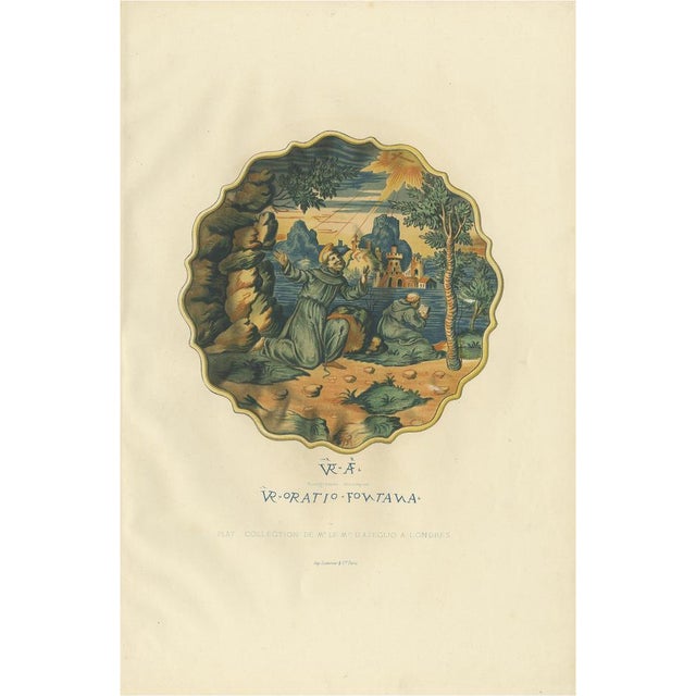 Paper Delange, Large Illustration of a Plate of Mr. d'Azeglio in Italy, 1869, Print For Sale - Image 7 of 7