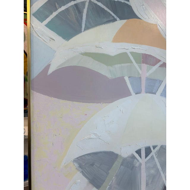 Oversized Lee Reynolds Abstract Beach Umbrellas Oil Painting on Canvas With Impasto For Sale - Image 11 of 15