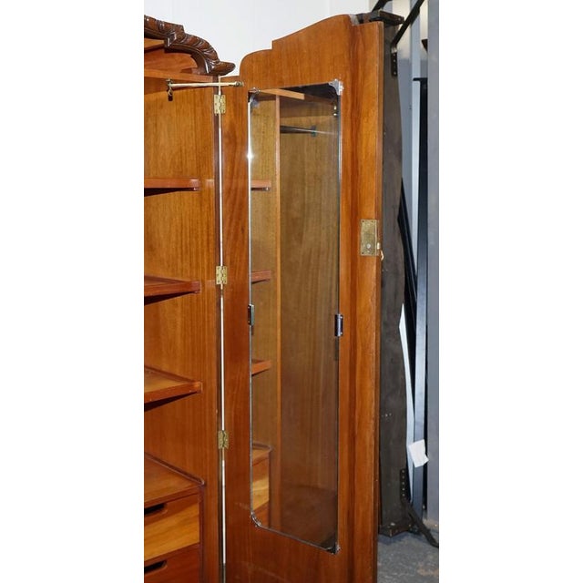 English Victorian Queen Anne Art Deco Burr Walnut 2-Door Wardrobe For Sale - Image 12 of 18