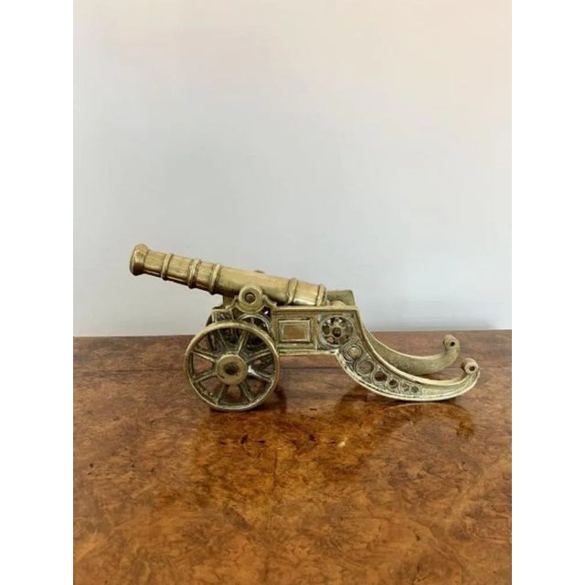 Large Edwardian Brass Cannon, 1900s For Sale - Image 6 of 6