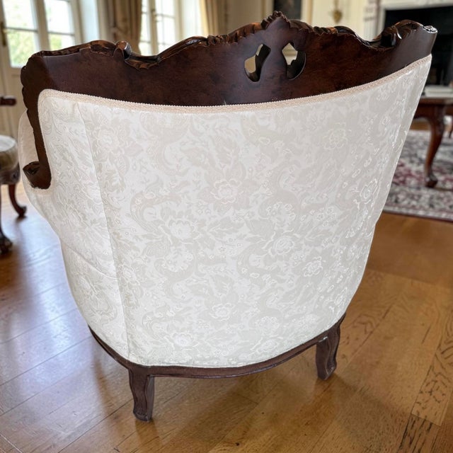 French 1970s 6 Piece Italian 19th C. Renaissance Revival Damask Sofa Settee Armchair Set For Sale - Image 3 of 17