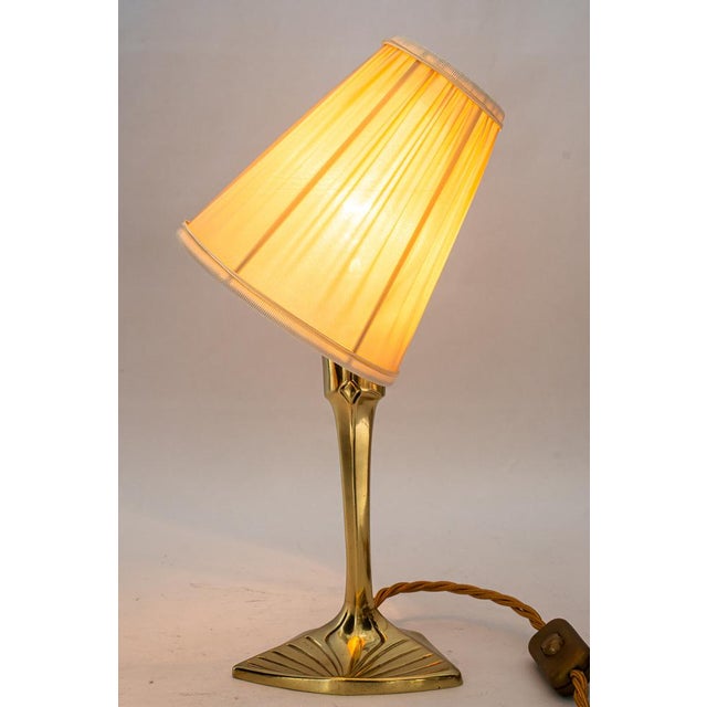 Art Deco Brass Table Lamp with Fabric Shade, 1920s For Sale - Image 11 of 18