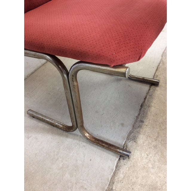 Set of 5 Vintage Upholstered Dining Chairs With Chrome Cantilever Base For Sale - Image 12 of 18