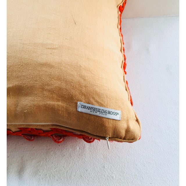 Dransfield & Ross Orange Lace Scroll on Linen Decorative Pillow Chairish