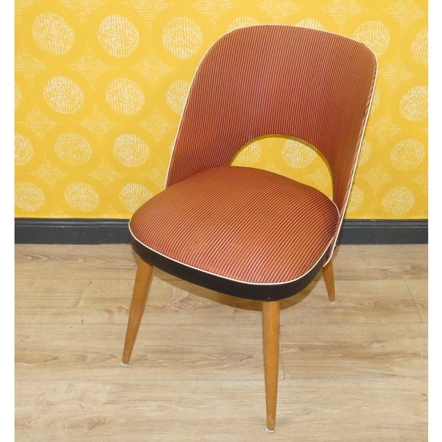 Wood Red Striped Cocktail Chair, 1960s For Sale - Image 7 of 10