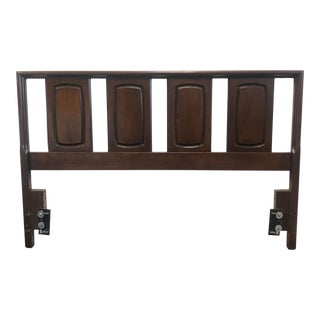 Mid-Century Modern Broyhill Emphasis Full / Queen Dark Walnut Headboard For Sale