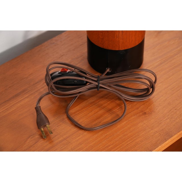 Wood Vintage Danish Solid Teak and Leather Table Lamp From Esa, 1960s For Sale - Image 7 of 7