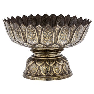 19th Century Thai Silver-Gilt Niello Enamel Bowl, 1800s For Sale