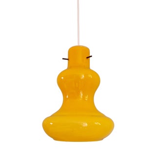 Vintage Yellow Opaline Glass Pendant Light, Italy, 1960s For Sale
