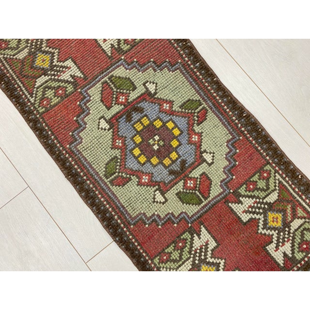 1960s Handmade wool and cotton rug in Turkish Anatolian Small Rug, Vintage Doormat Rug, Turkish Vintage Decorative Rug,...