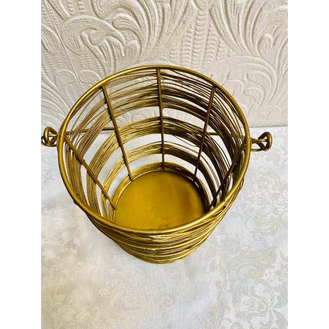 Brass Vintage Mid Century Brutalist Brass Wire Wine Bottle Holder For Sale - Image 8 of 9
