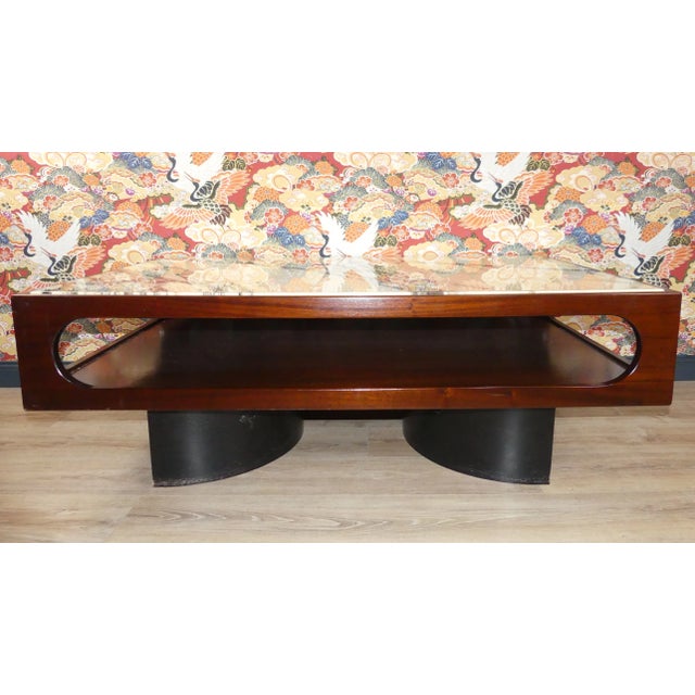 Mid-Century Modern Rosewood & Marble Coffee Table, 1970s For Sale - Image 3 of 13