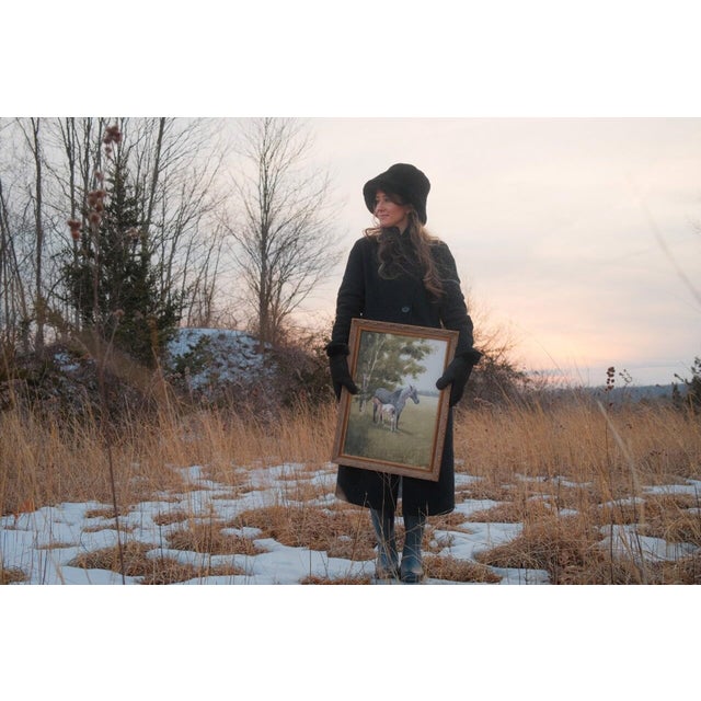 Early 21st Century The Gift by Mo Myra | Watercolor on paper of a horse and foal in a grassy landscape For Sale - Image 5 of 5