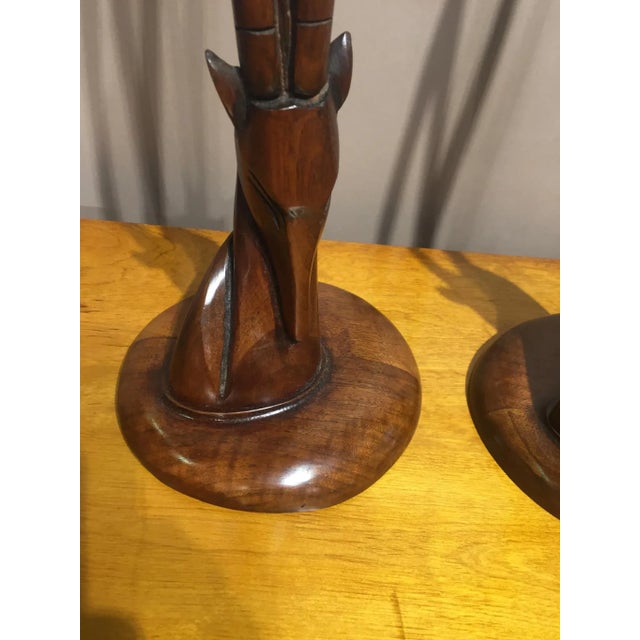 1950s Mid-Century Carved Antelope Lamps - a Pair For Sale - Image 5 of 7
