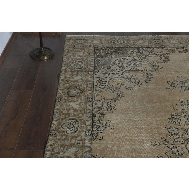 1970s Vintage Persian Handmade Wool Cotton Orange Area Rug For Sale In San Francisco - Image 6 of 11