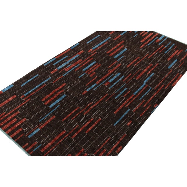 Modern Hand-Knotted Modern Rug in Brown, Red and Blue Pattern by Rug & Kilim For Sale - Image 3 of 5