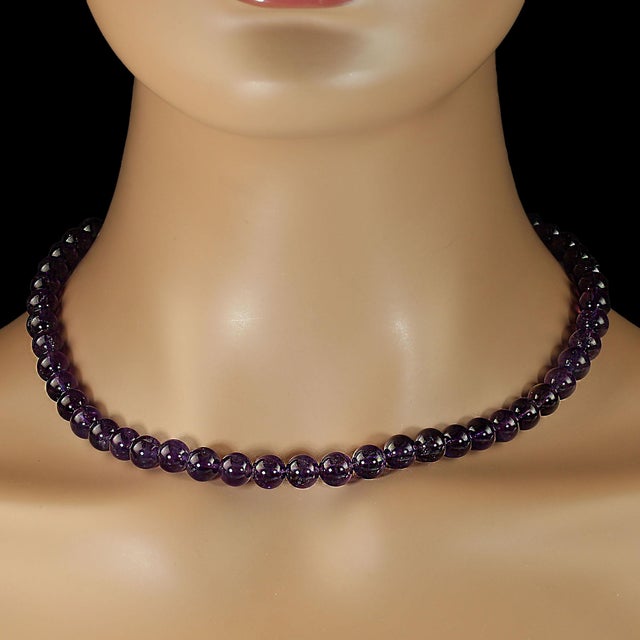 Traditional Ajd 17 Inch Amethyst Translucent 8 MM February Birthstone For Sale - Image 3 of 5