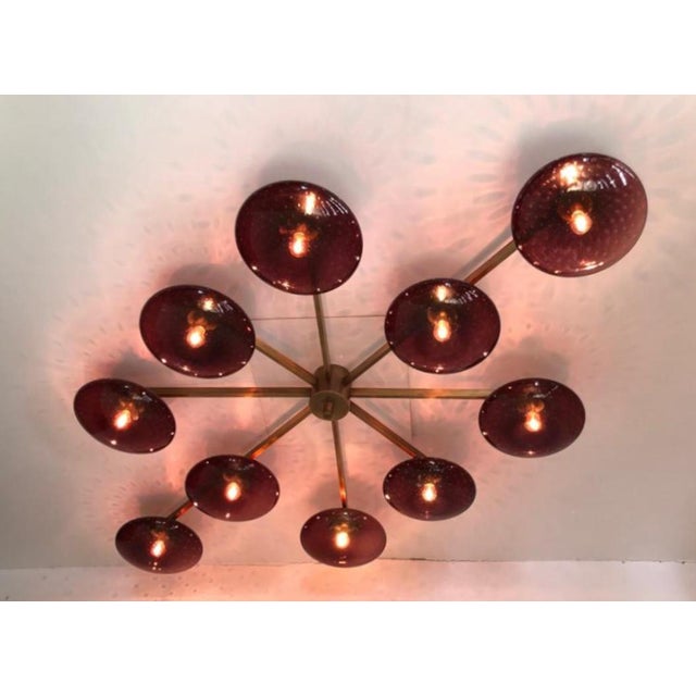 Amethyst 21st Century Dieci Bronze Amethyst Bubbles Murano Flush Mount by Fabio LTD For Sale - Image 8 of 10