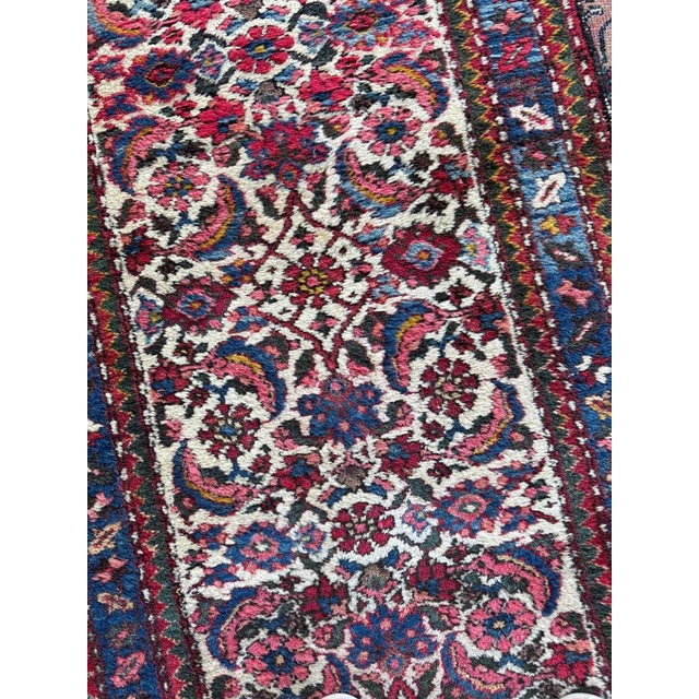 1930s 1930s Linen Ground Water Garden Hamadan Ice Blues Rug 2.7 x 9.10 For Sale - Image 5 of 10