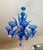 Italian 1980s Blue Murano Style Glass Chandelier With 8 Leaves and 8 Lighted Arms, Hand Blown in Murano Italy For Sale - Image 3 of 11