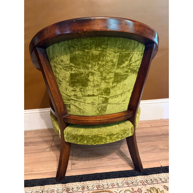 Vintage Green Velvet & Cane Accent Chair W/ Cushion For Sale - Image 12 of 14