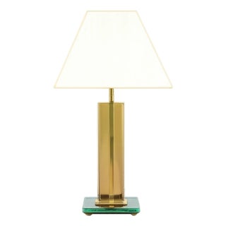 Fontana Arte Glass & Brass Table Lamp, Italy, C. 1960s For Sale