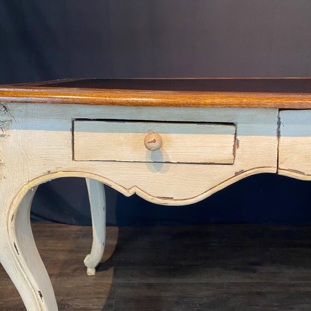 French Provincial French Provincial Louis XV Style Paint Decorated Writing Desk For Sale - Image 3 of 14