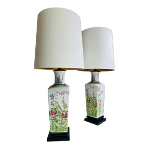 Elegant Hand, Painted Chinese Export Pottery Table Lamps/a Pair